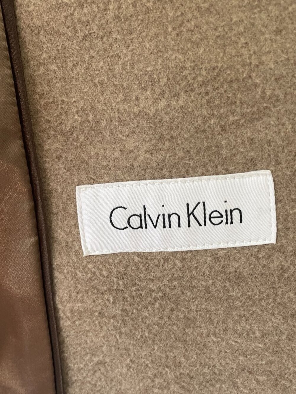Calvin Klein Taupe/Brown Pea Coat, Size 16 Double Breasted - Picture 9 of 16